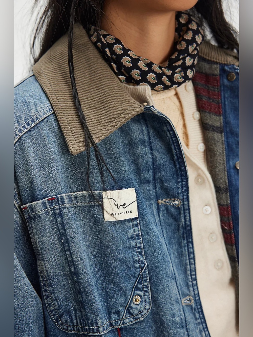 Free People We The Free Sweet Talk Denim Barn Coat - Picture 6 of 11